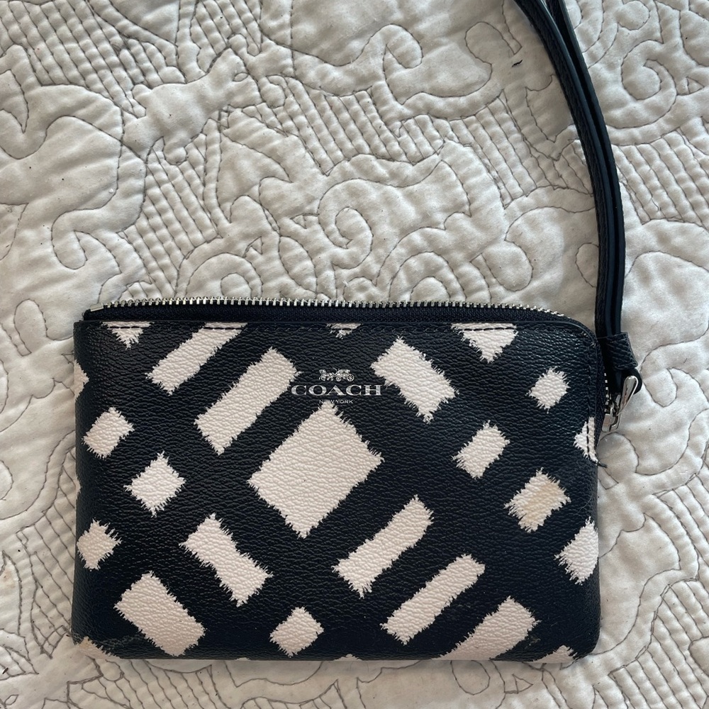 Black and White Coach Wristlet